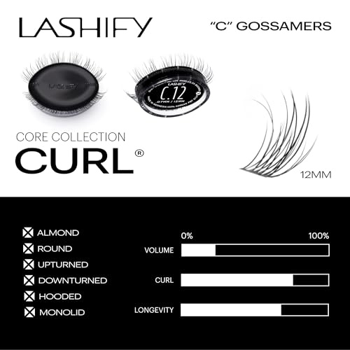 Lashify Curl 12mm Gossamer Eyelash Extensions - Black, Natural Look