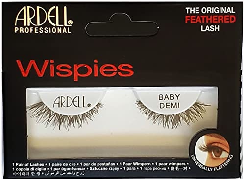 Ardell Baby Demi Wispies False Eyelashes - Natural Look, Reusable, Black, Pack of 4