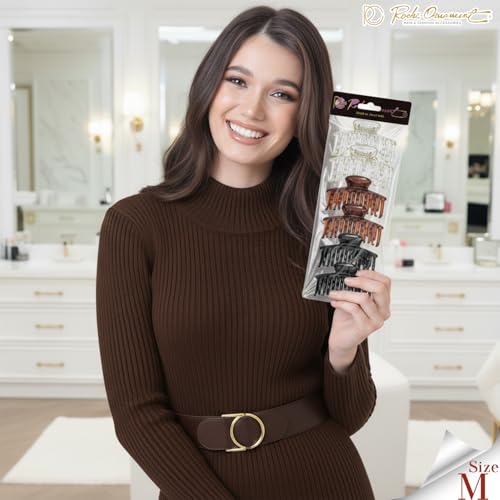 RC ROCHE 6 Pcs Medium Double Claw Hair Clips - Black, Brown, Clear