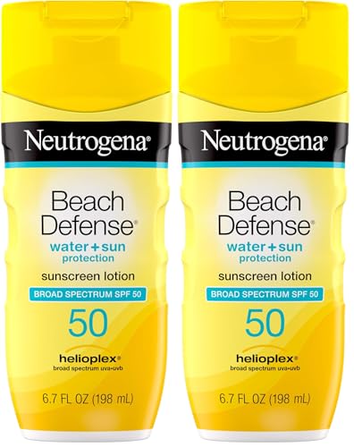 Neutrogena Beach Defense Sunscreen Lotion SPF 50, 6.7 fl oz (Pack of 2) - Oil Free & Reef Compliant