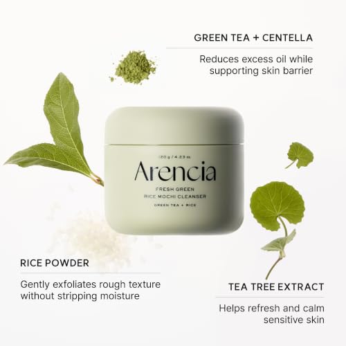 Arencia Korean Rice Mochi Face Cleanser - 4.23oz Green, Gentle Exfoliating Wash