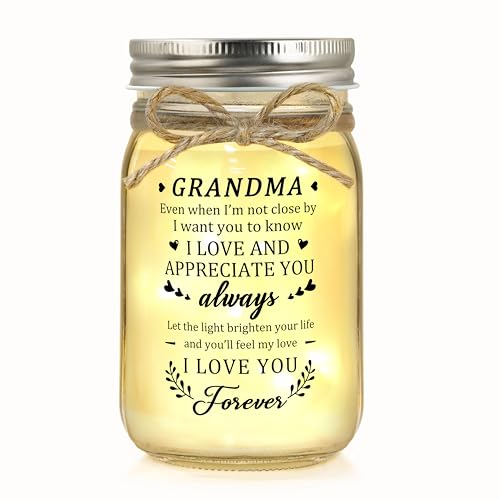Grandma Night Light Mason Jar Gift - Warm Light Decor