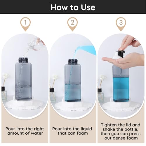 Segbeauty 22oz Gray Foaming Soap Dispenser - 2pcs Refillable Pump Bottles with Labels