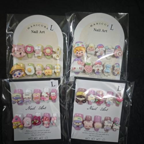 MellowBells Short Press-On Nails Mystery Box 20Pcs with Charms & Decor for Women - Random Size M 1.5-2.5cm