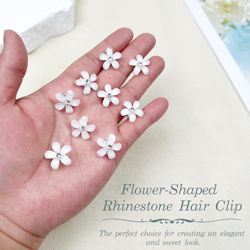 Mini Rhinestone Flower Hair Clips for Women - 20 Pack
