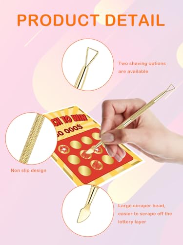 2PCS Metal Lottery Ticket Scratcher Tools - Rainbow & Gold