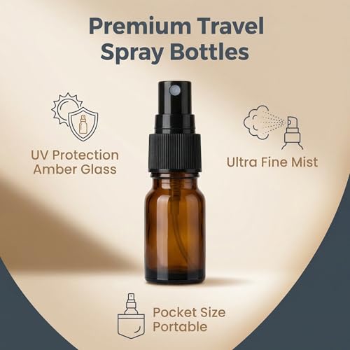 6PCS 5ml/0.2oz Empty Amber Glass Spray Bottles Refillable Fine Mist