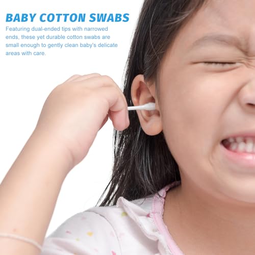 NUOBESTY Baby Cotton Swabs 400PCS Double-Ended Ear & Nose Cleaning Sticks