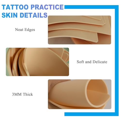 Emalla 8Pcs 3MM Silicone Tattoo Practice Skin for Artists