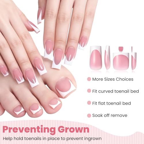 60 Pcs Medium Square French Tip Press-On Nails - Tweruna