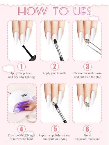 Wsimily 40Pcs Cherry Nail Art Charms - 3D Rhinestone Decorations