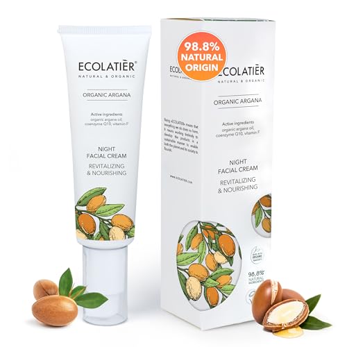 ECOLATIER Organic Argan Night Face Cream 1.7 Fl Oz – Anti-Aging, Nourishing & Vegan Night Moisturizer