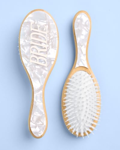 Bride Hair Brush - Eco-Friendly Bamboo, Iridescent Design