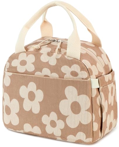 Bluboon Insulated Lunch Bag for Women & Men - Corduroy Tote