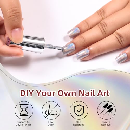 Holographic Glitter Nail Polish 10ml - Iridescent Chrome Effect for Women