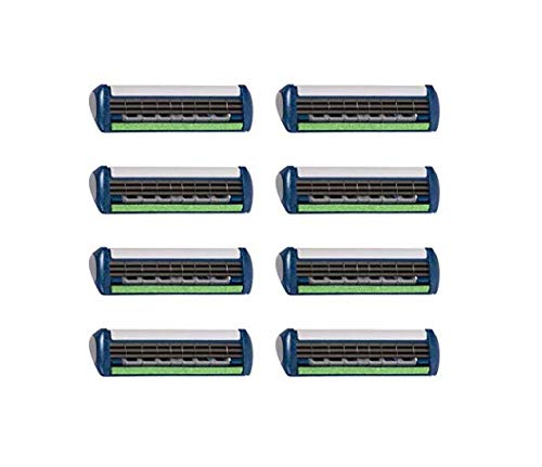 Wilkinson Sword Protector 3 Razor Blade Refills Pack of 8 - Compatible with Schick Protector, Blue, 1 Count