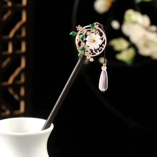 Myhiju 3PCS Wooden Flower Hair Sticks for Buns & Elegant Hairstyles