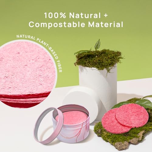 AOA Studio Pink 50-Count Reusable Facial Sponges for Cleansing & Exfoliating - Eco-Friendly Beauty Tools