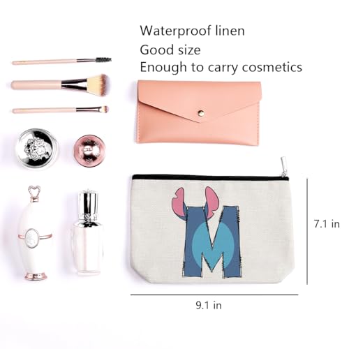 LONGXIN Personalized Initial Makeup Bag Monogram Gift Stitch M - Small Cosmetic Pouch