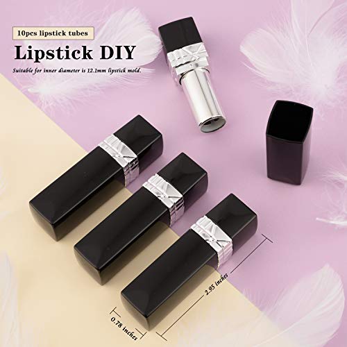 Allwon 10Pcs Black Rectangle lipstick Tubes - DIY Lip Balm Containers