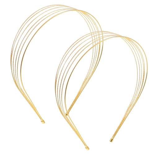 2PCS Gold Multi-Layered Metal Headbands for Women - Elegant Hair Accessories