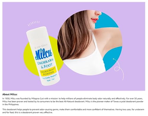 Milcu Alcohol-Free Deodorant Powder for Underarms & Feet - 80g
