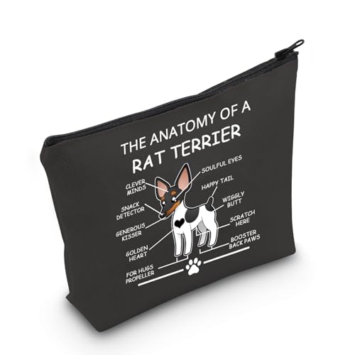 Rat Terrier Anatomy Cosmetic Bag - Funny Dog Lover Travel Toiletry Pouch