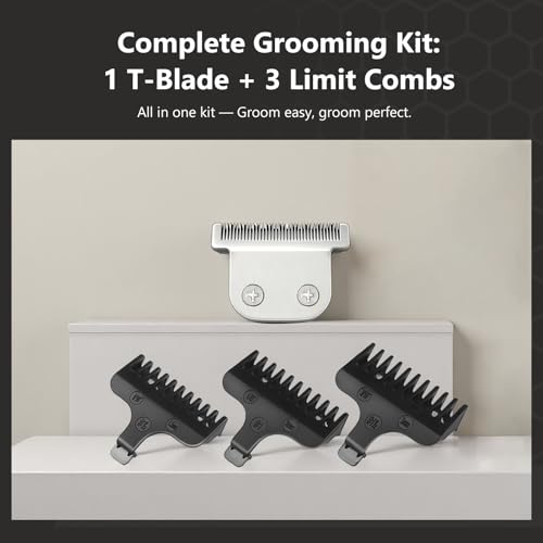 40mm T-Blades with 3 Guard Combs for Wahl Trimmers - Compatible & Precise