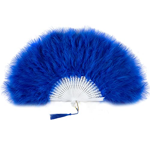 BABEYOND 1920s Marabou Feather Hand Fan - 20" Vintage Style