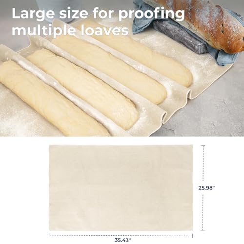 Lorzon Natural Linen Bakers Couche - 35"x26" Proofing Cloth for Bread