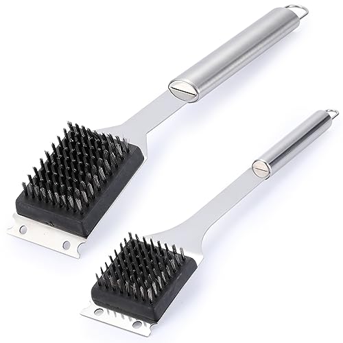 BBQ Grill Brush Set - 16.5” & 14” Stainless Steel Cleaner