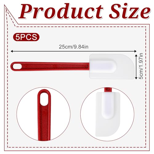 High Heat Resistant Silicone Spatula Set - 5 Pcs, 9.8 Inch