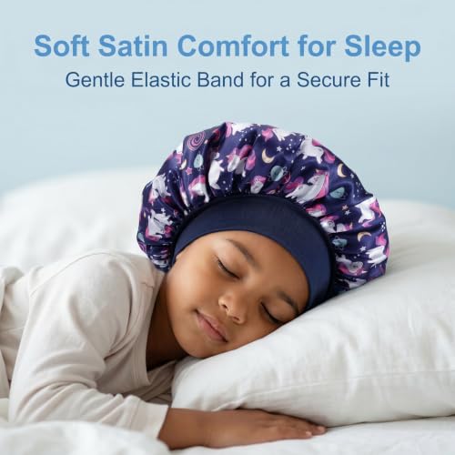 4 Pack Kids Satin Bonnet Set | Soft Sleep Caps for Natural Hair