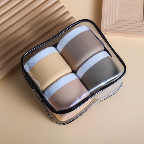 Kuangre 3oz Silicone Travel Containers for Toiletries - Leak-proof Cream Jars (4 Pack, Apricot)
