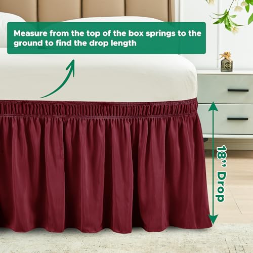 Burgundy Wrap Around Bed Skirt for Twin & Twin XL Beds - 18" Drop