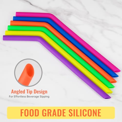 NiHome 6-Pack Reusable Wide Silicone Straws for Smoothies