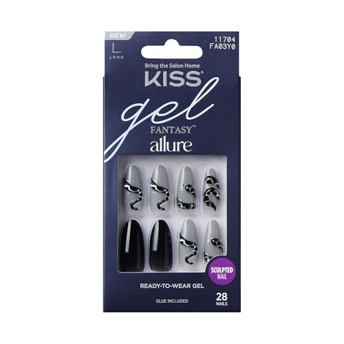 KISS Gel Fantasy Press-On Nails - Long Almond Fake Nails, 28 Piece Kit