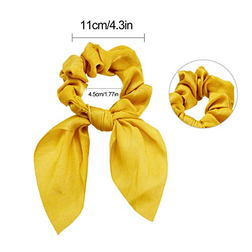 Yaomiao Satin Silk Bunny Ear Bow Scrunchies 12 Pack Hair Ties for Women