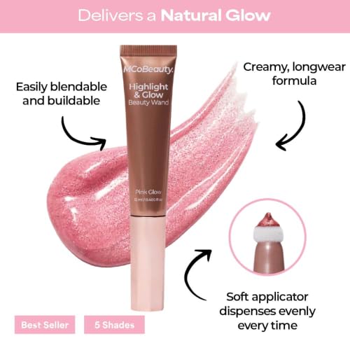 MCoBeauty Pink Glow Liquid Highlighter Wand 1 Fl Oz - Radiant & Blush-Tinted