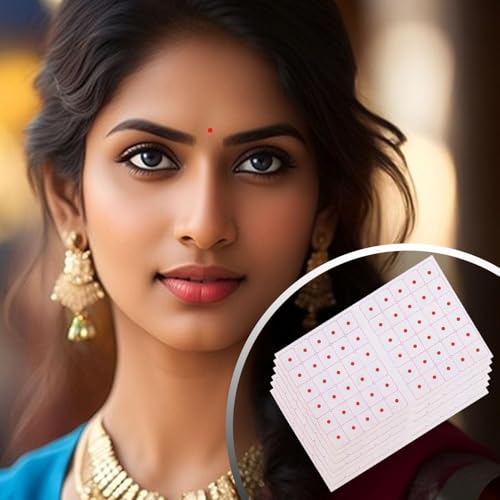 VAMA 3mm Red Bindi Sticker Set - Small Round Self-Adhesive Traditional Forehead Dots for Women