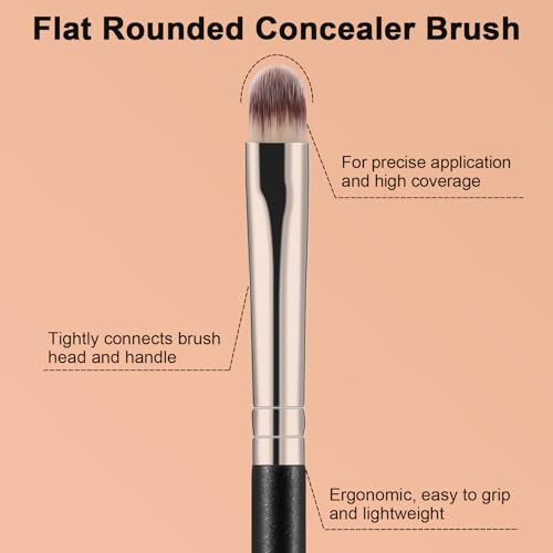 TEOYALL Round Flat Concealer Brush - Synthetic Precise Spot Coverage Tool
