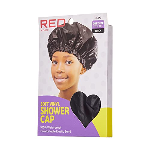 Red by Kiss Kids Shower Cap - Reusable Waterproof Vinyl for Boys & Girls