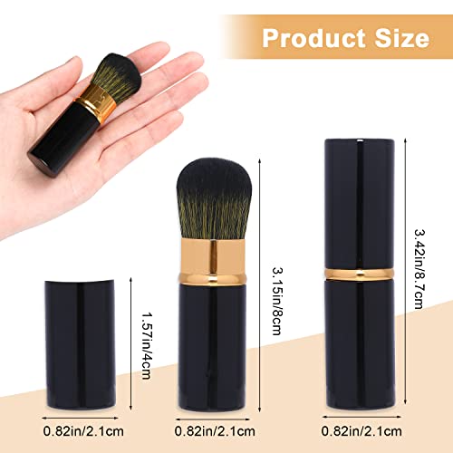 Retractable Makeup Kabuki Brush Set - Portable Blush & Foundation Brushes with Cover