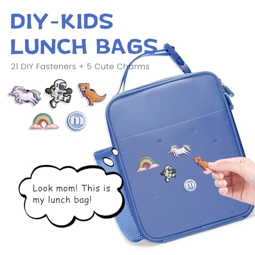 MEXS Insulated Lunch Box for Kids with DIY Charms & Water Bottle Holder