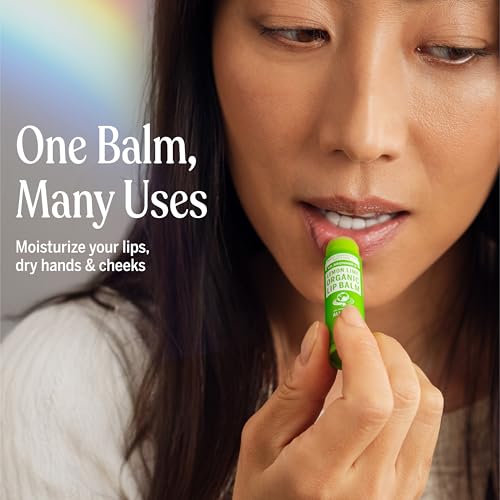 Dr. Bronner's Organic Lip Balm Variety Pack - Peppermint, Orange Ginger, Lemon Lime (0.15 oz, Pack of 4)