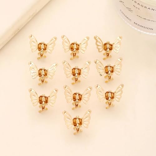 30 Pcs Mini Gold Butterfly Hair Clips - Strong Hold Claw Clips