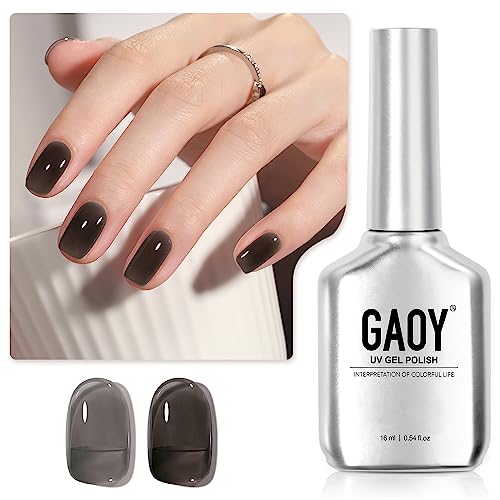 GAOY Jelly Nude Black Gel Nail Polish 16ml Soak Off UV Light Cure for Nail Art (Black, Clear, Transparent) - Long-Lasting Sheer Translucent
