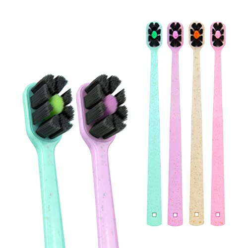 Lindo EcoCare Charcoal Toothbrush Set - 4 Pack with 12000 Ultra Fine Bristles