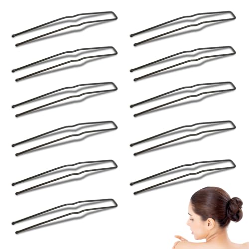 Brown U-Shaped Hair Pins 30 Pack for Thick & Curly Hair Styling Women Girls