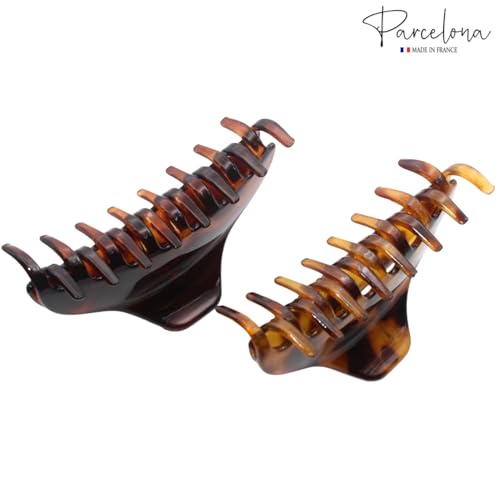 Parcelona French Boss Hair Clips: 3.5 inch Narrow Tortoise Shell Set of 2